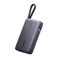 Powerbank 20000mAh Ugreen PB550 USB + USB-C, 67W, built-in cable, CCC certification (gray)