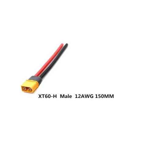 Złącze męskie Amass XT60H z kablem silikonowym 15 cm 12AWG (10 szt)