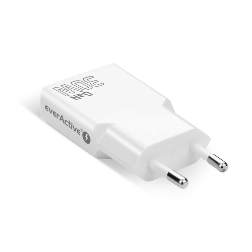 Мережевий зарядний пристрій everActive GN SUPER SLIM SC-385Q з двома роз'ємами USB-C PD 30 Вт