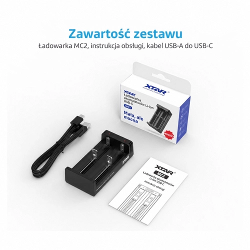 Ładowarka do akumulatorów / ogniw cylindrycznych Li-ion 18650 Xtar MC2 USB-C NEW