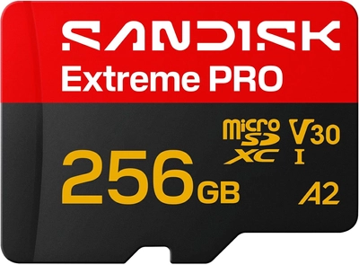 SanDisk Extreme PRO 256GB 250/170MB/s 5K microSDXC A2 C10 V30 UHS-I U3 NEW