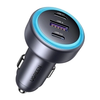 UGREEN EC307 car charger, USB + 2X USB-C, 30W (black)