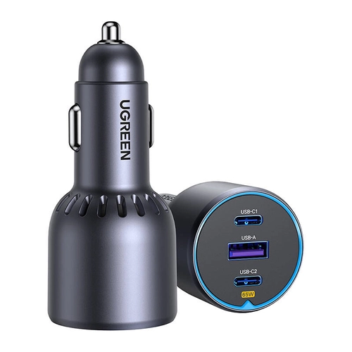 Ugreen EC703 Car Charger, USB + 2x USB-C, 75W (Black)
