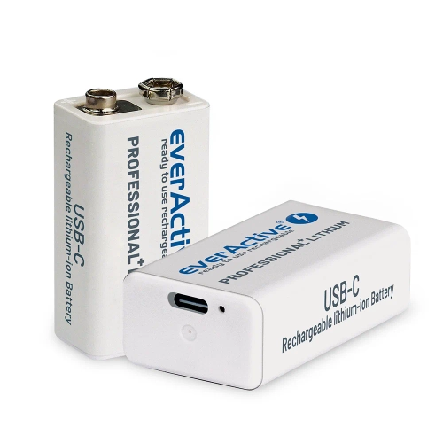 everActive 6F22/9V Li-ion 550mAh USB-C Rechargeable Battery