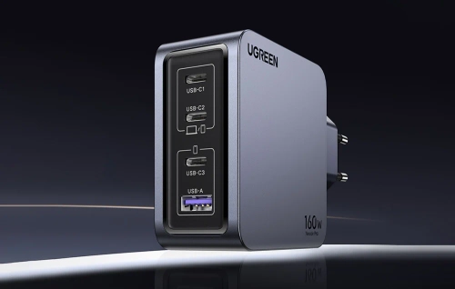 Ugreen Nexode Pro 160W wall charger, GaN, USB + 3x USB-C (gray)