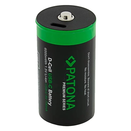 PATONA Premium 2x Akumulatory LR20 Mono D z USB-C i kablem USB-C z 1x do 2x