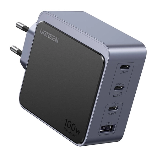 Ugreen Nexode Air 100W Wall Charger, 3x USB-C, USB (Gray)