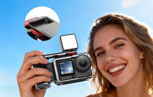 Aluminiowa klatka rozszerzająca z uchwytem i dodatkowymi przyłączami Puluz dla DJI Osmo Action 6