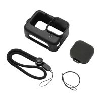 Puluz Silicone Case for GoPro HERO12/HERO11/HERO10/HERO9 Black with Lens Cover and Strap (Black)