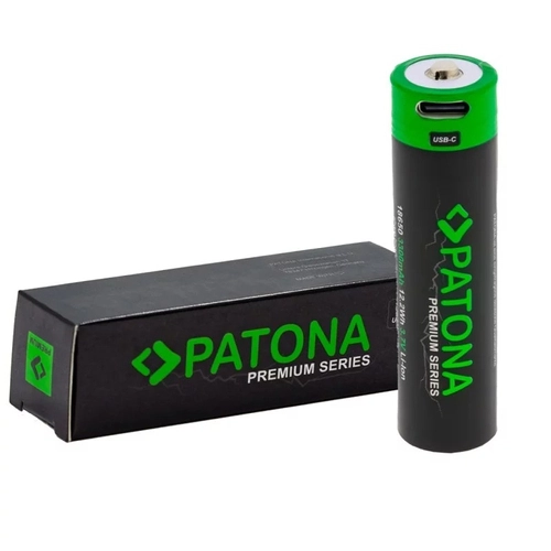 PATONA Premium 18650 Lithium-Ion Battery with USB-C Port, 3.7 V, 3300 mAh