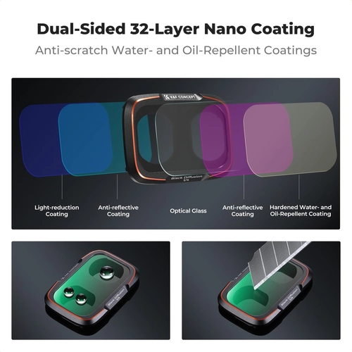 Set of 3 filters: CPL + Black Mist 1/4 + ND2-32 K&F; Concept for the Pocket 4p camera