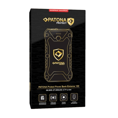 Портативний зарядний пристрій PATONA PROTECT Extreme 100 PD65W 27 000 мА·год із бездротовою зарядкою