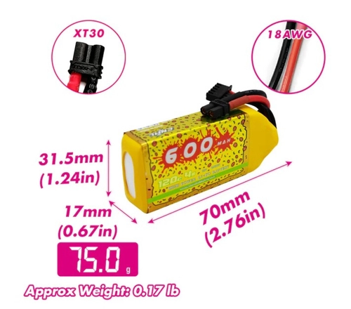 Akumulator CNHL 600mAh 14.8V 4S 120C (Pizza) XT30U