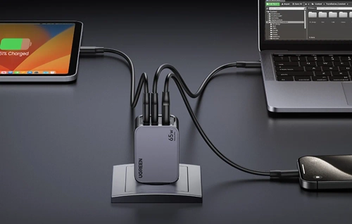 Ugreen Nexode Pro Wall Charger, USB + 2x USB-C, 65W + 1.5m USB-C Cable (Black)