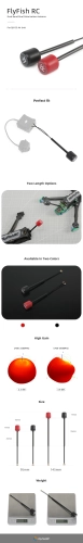 Dwuzakresowa antena FlyFishRC UFL 5,8 GHz/2,4 GHz do DJI O3 - 145mm (czerwona)