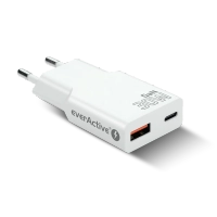 Ładowarka sieciowa everActive GaN SUPER SLIM SC-380Q z gniazdem USB QC3.0 oraz USB-C PD 30W