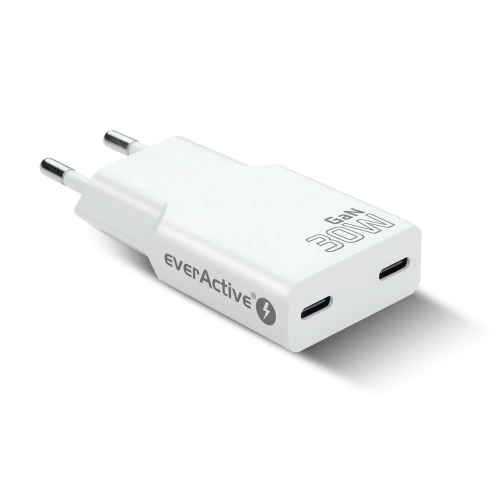 EverActive GaN SUPER SLIM SC-385Q power charger with two USB-C PD 30W slots
