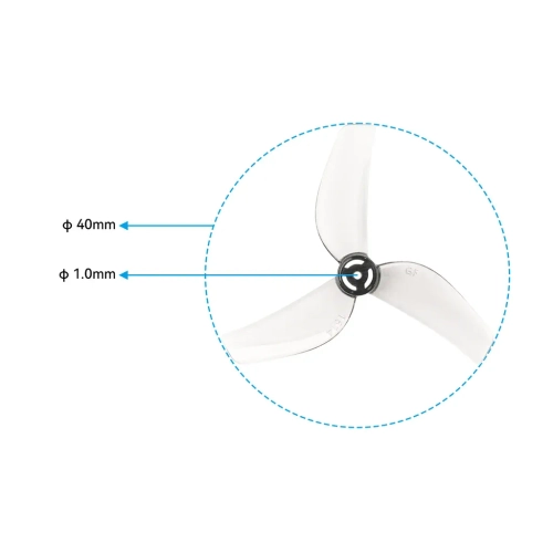 Śmigła Gemfan 1614 3-łopatkowe, wał 1.0mm - szare przezroczyste | seria Air75 II (4szt)