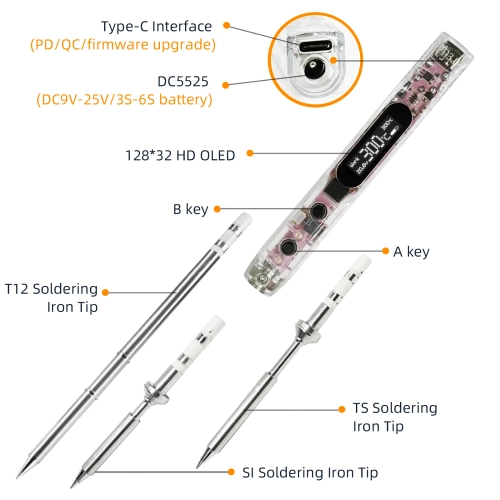 SEQURE SI012 Pro Max Kit Портативний паяльник для OLED-паяльників з наконечником TS-B2