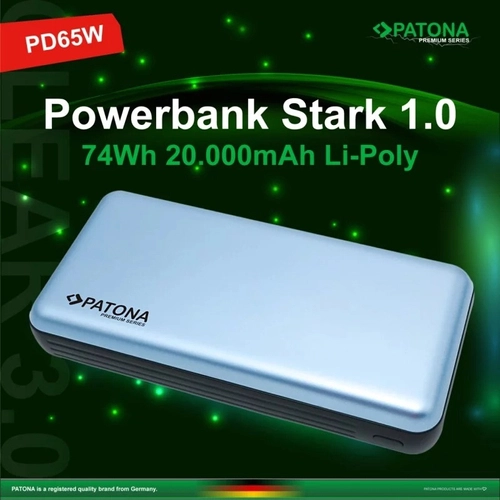 Портативний зарядний пристрій PATONA Premium Stark 1.0 PD 65 Вт 20000 мА·год — USB-C та Lightning