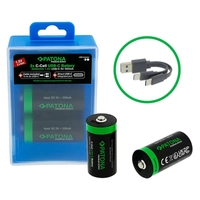 2 PATONA Premium LR14 Rechargeable Batteries with USB-C and a USB-C Cable
