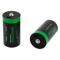 PATONA Premium 2x LR20 Mono D Rechargeable Batteries with USB-C and a USB-C Cable (1x to 2x)