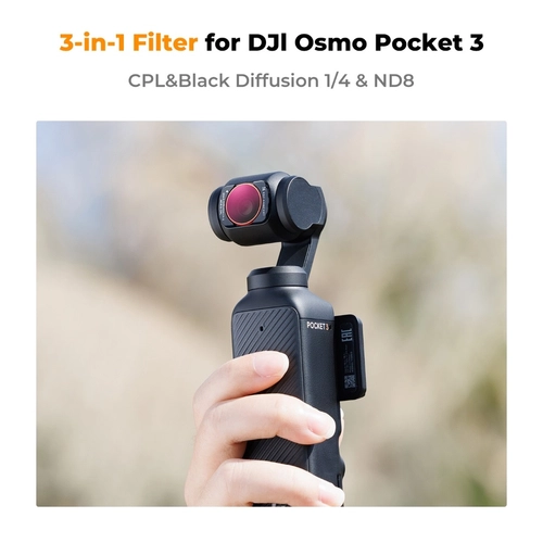 Set of 3 CPL+Black Mist 1/4+ND8 K&F Concept filters for camera DJI Osmo Pocket 3